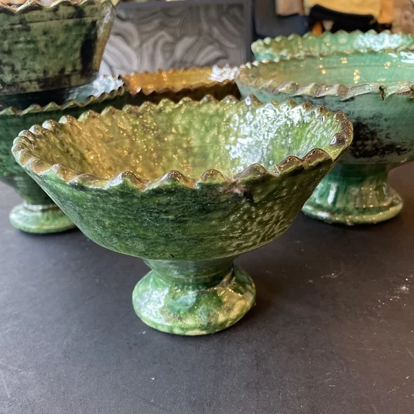 Coupe à fruits sur pied en poterie traditionnelle de Tamegroute - plusieurs tailles
