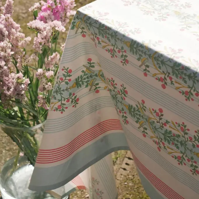 Nappe imprimée rayures et fleurs en coton recyclé : 2 tailles