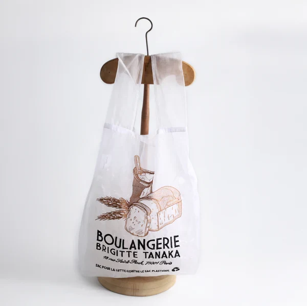 Sac en organza éco design brodé Boulangerie - Brigitte Tanaka