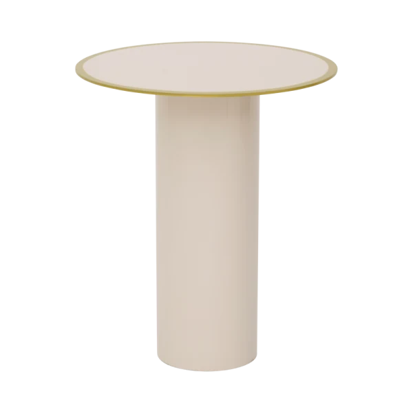 Table d'appoint, bout de canapé en métal laqué beige et vert
