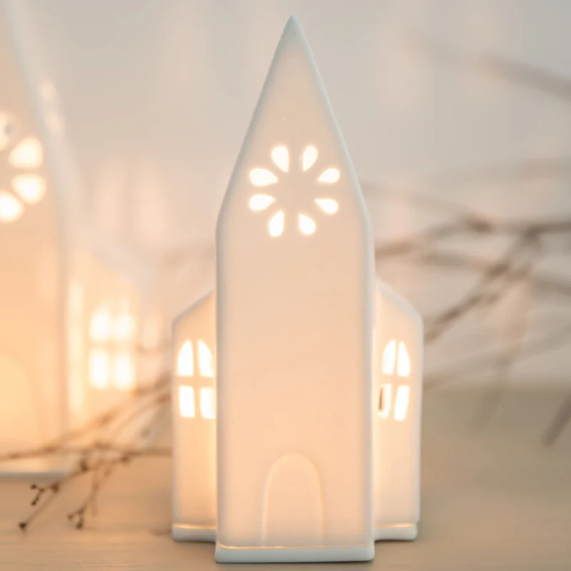 Photophore église en porcelaine - Petit modèle