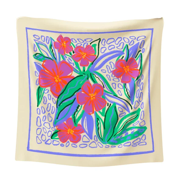 Foulard carré en soie et coton, imprimés graphiques - 65x65 cm