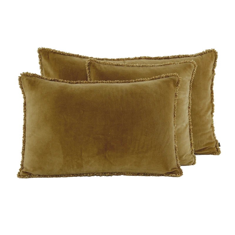 Coussin carré uni en velours, modèle Kobé - Haomy