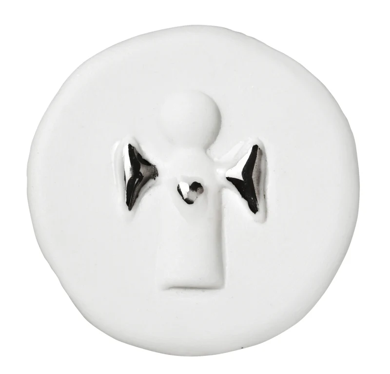 Pièce porte-bonheur en porcelaine - Ange-gardien et trèfle