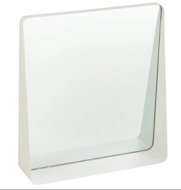 Miroir mural carré design en métal blanc