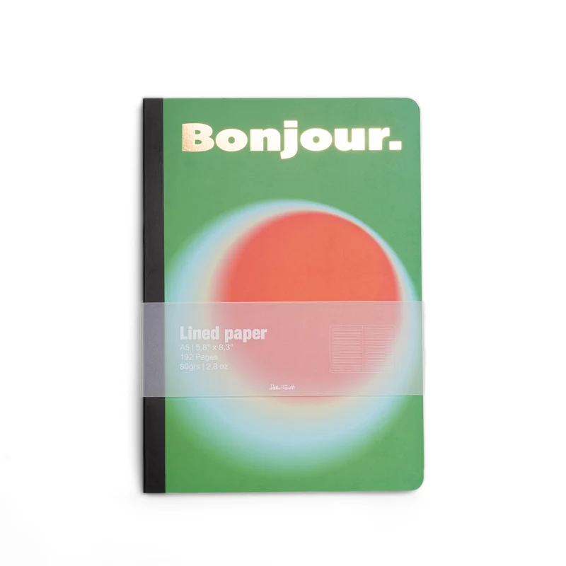 Carnet souple ligné, format A5 - Bonjour