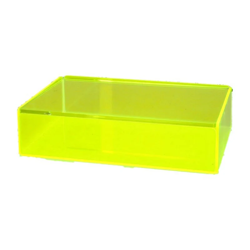 Boîte en acrylique jaune fluo avec couvercle - Rangement déco