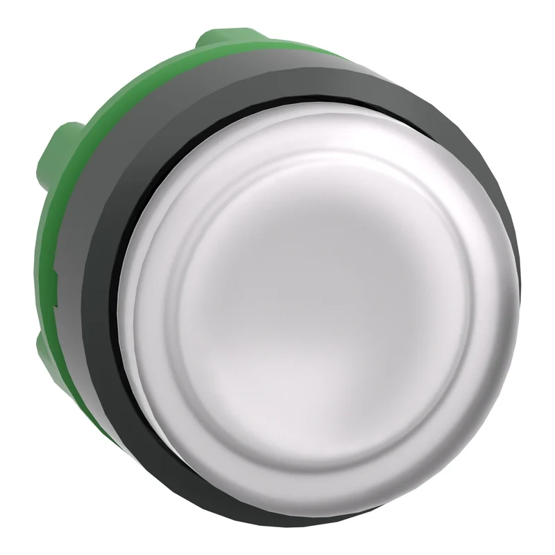 Head For Illuminated Push Button, Harmony XB5, White Projecting, 22mm, Universal LED, Spring Return, Unmarked