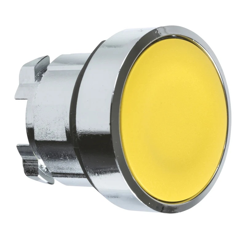 Head For Illuminated Push Button, Harmony XB4, Metal, Yellow Flush, 22mm, Push-Push, Unmarked