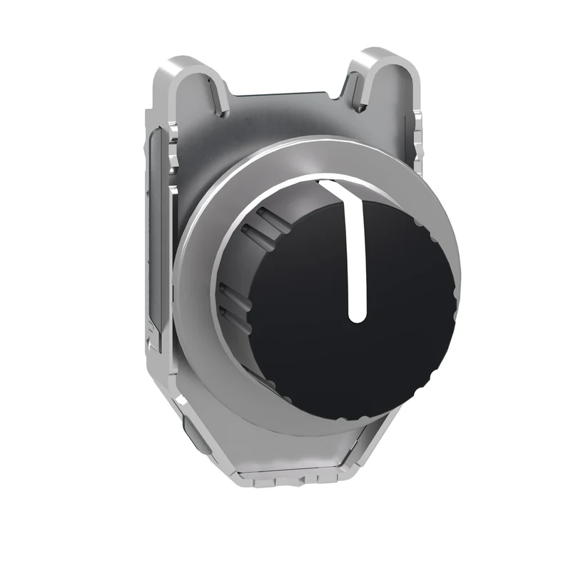 Head For Selector Switch, Harmony XB4, Flush Mounted Black Sw. Knurled Knob 3 Pos Return Left To Center