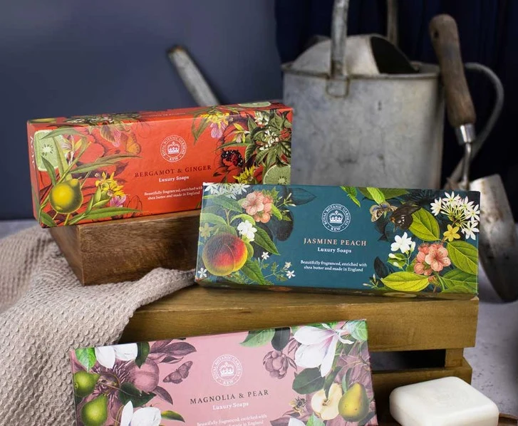 Coffret de 3 pains de savon - Collection de luxe des jardins botaniques de Kew Gardens