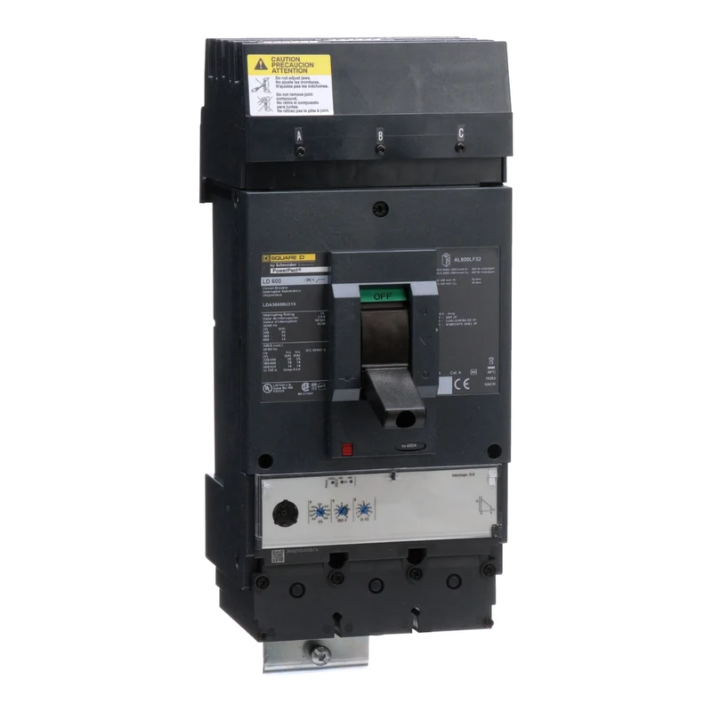 Circuit Breaker, PowerPacT L, 600A, 3 Pole, 600VAC, 14kA, I-Line, MicroLogic 3.3, 80%, ABC