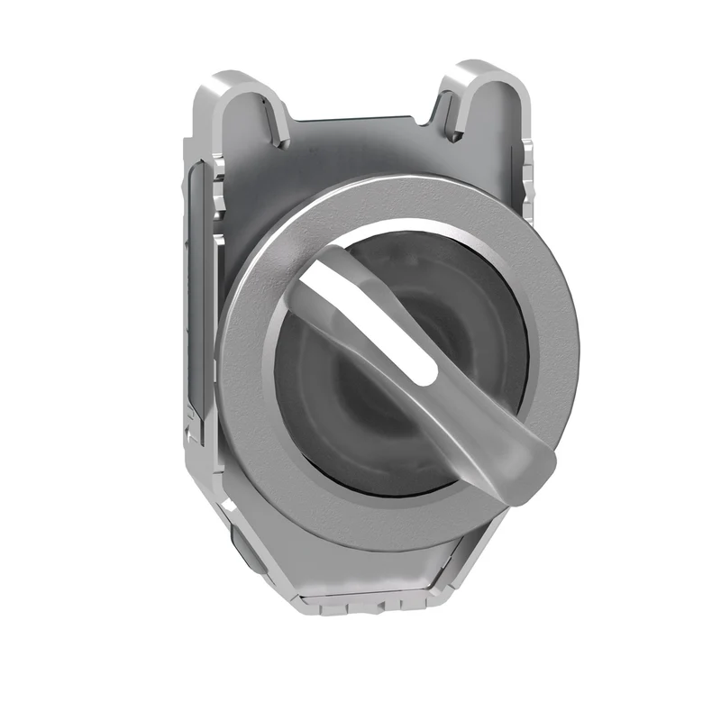 Head For Illuminated Selector Switch, Harmony XB4, Metal, White Handle, 30mm, Universal LED, 2 Positions, Stay Put