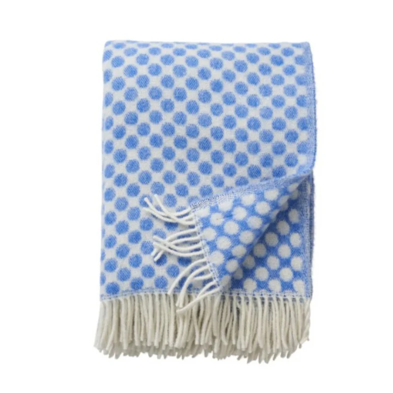 Plaid en laine, modèle Gotland à pois bleus - Klippan
