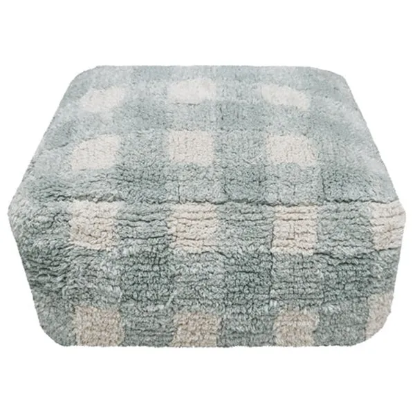 Pouf cubique Vichy bleu sage