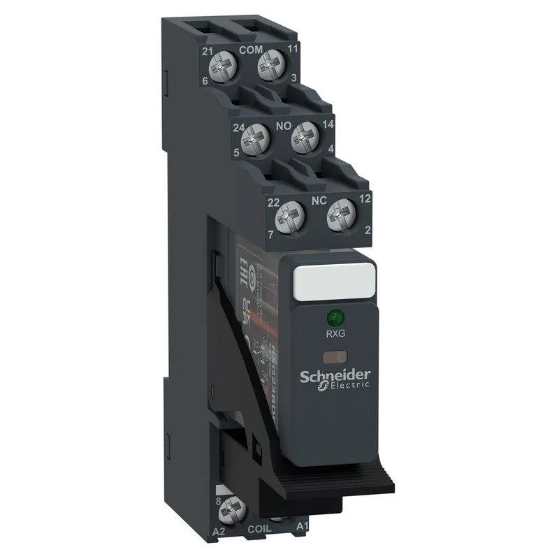 Interface Plug In Relay, Harmony Electromechanical Relays, Pre Assembled, 5A, 2CO, With LED, 24V DC