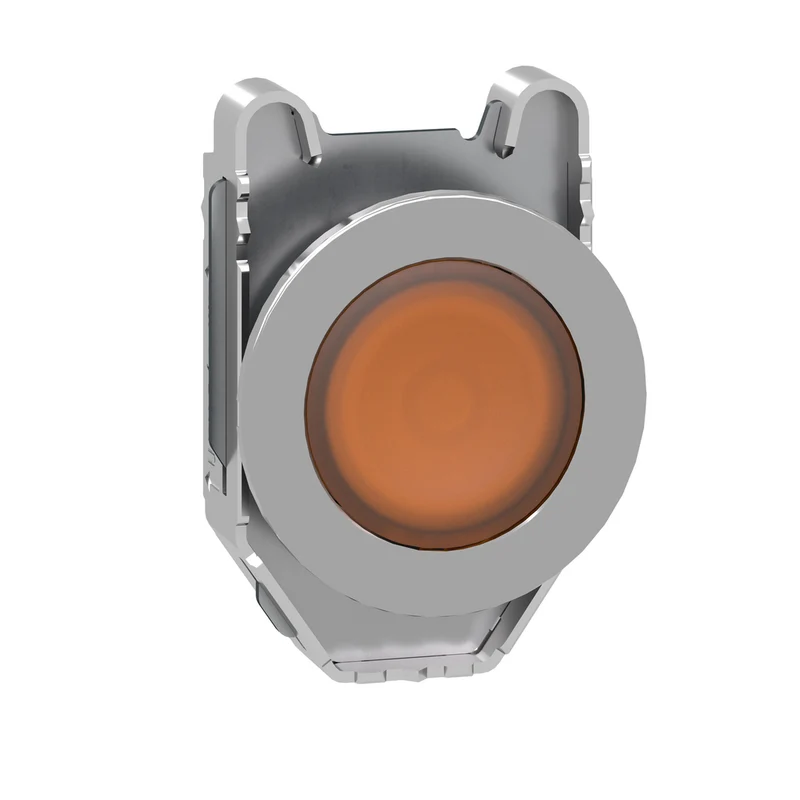 Head For Pilot Light, Harmony XB4, Metal, Orange Flush Mounted, 30mm, Universal LED, Plain Lens