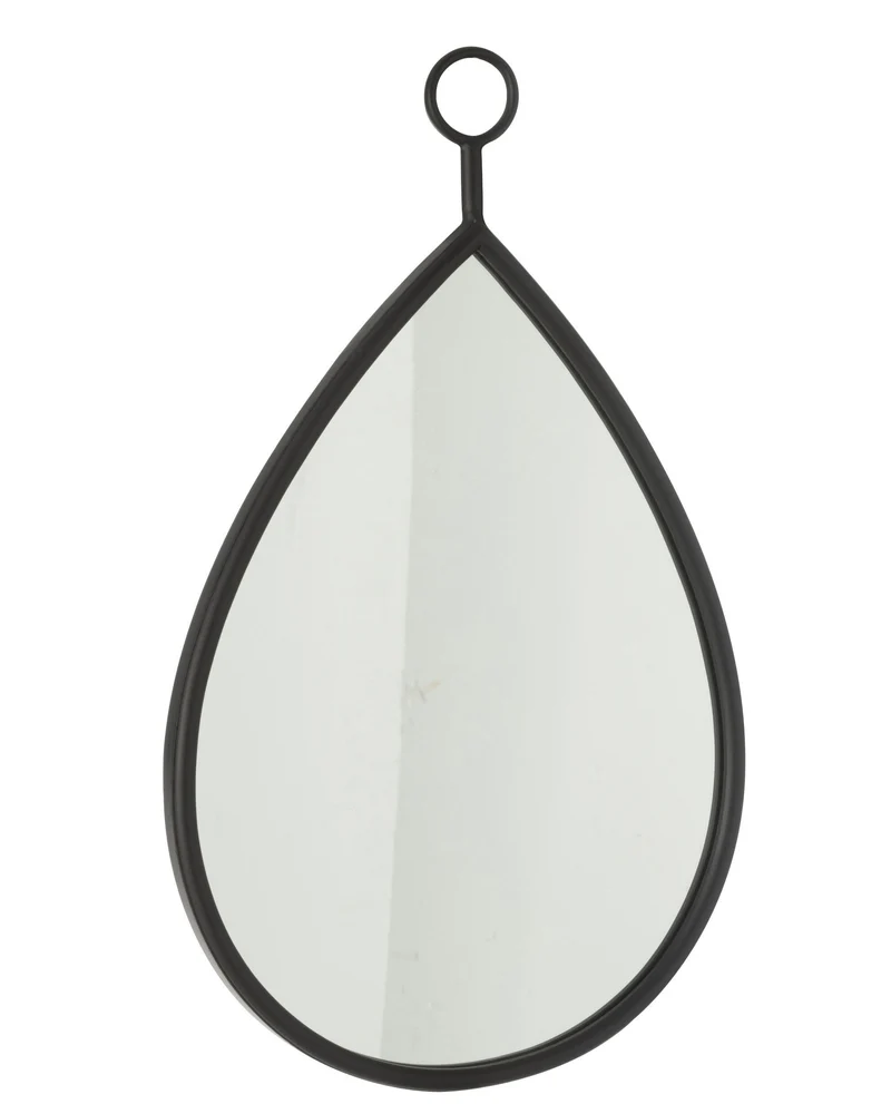Miroir suspendu en forme de goutte - Bord noir