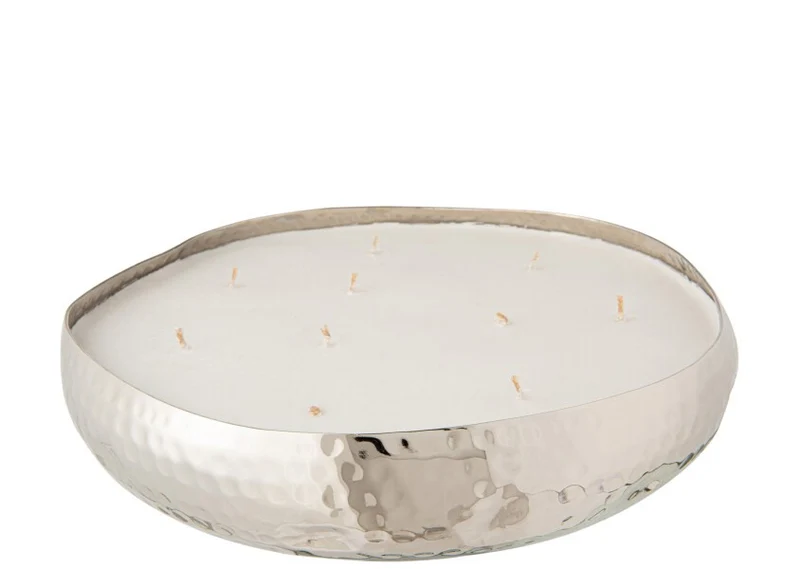 Bougie parfumée métal martelé argenté - 3 Tailles