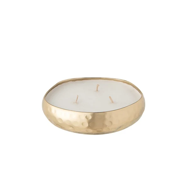 Bougie parfumée en métal martelé doré - 3 Tailles