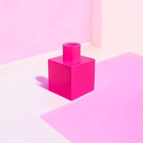 Bougeoir empilable coloré en acier thermolaqué - Cube - Pink stories