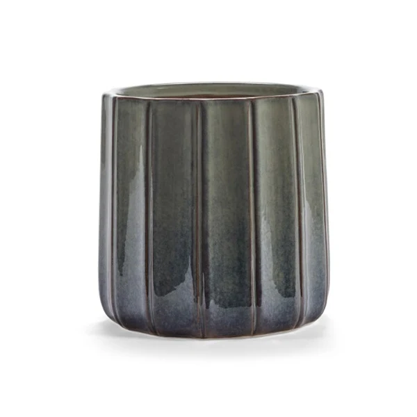 Cache pot en grès émaillé bleu gris design - Serax