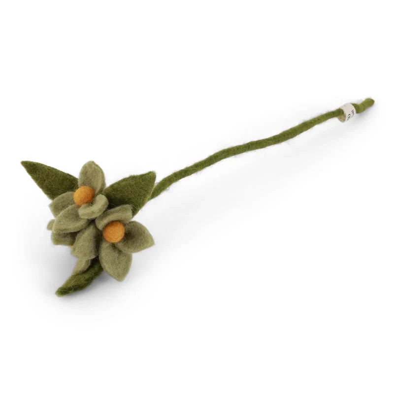 Branche de feuilles et fleurs en laine, différents coloris - Gry et Sif