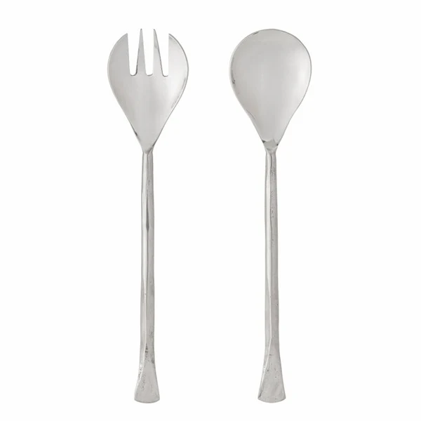 Couverts à salade couleur argent en acier inoxydable