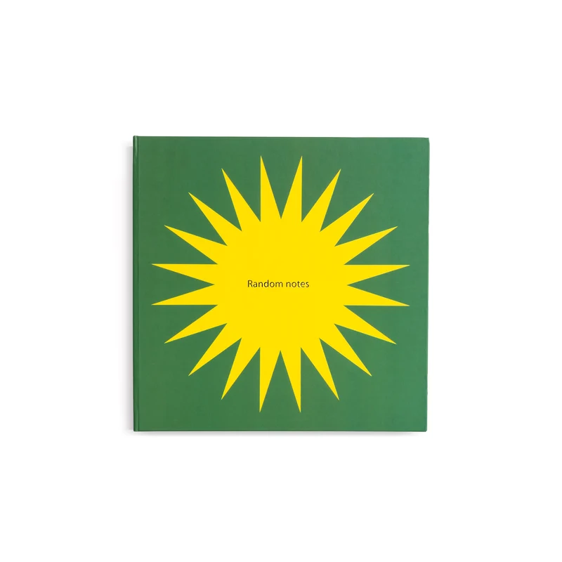 Carnet rigide vert, format carré, papier uni - Soleil jaune