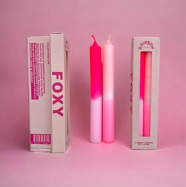 Set de 2 bougies dip-dye flashy - Pink stories