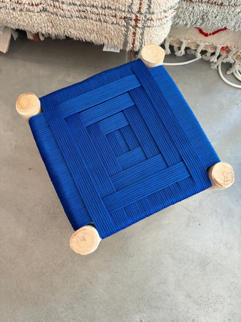 Tabouret tressé coloré artisanat marocain 50 cm