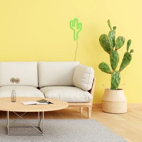 Néon décoratif mural CACTUS vert