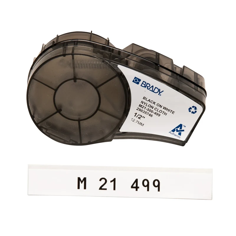 LABEL NYLON 0.50"X16' CARTRIDGE BLACK ON WHITE