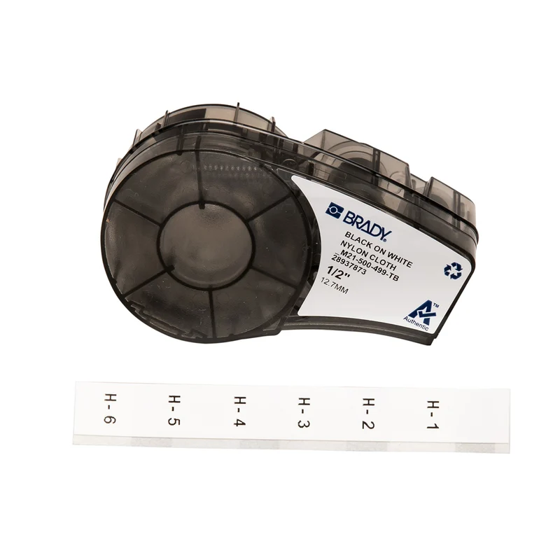 LABEL NYLON 0.50"X16' CARTRIDGE BLACK ON WHITE