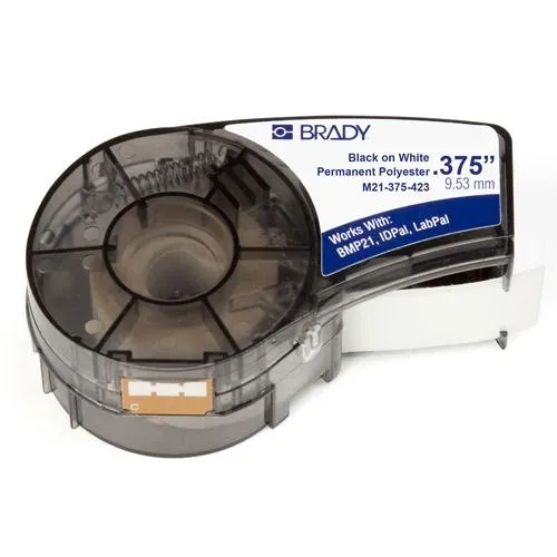 LABEL POLYESTER 0.375"X21' CARTRIDGE BLACK ON WHITE