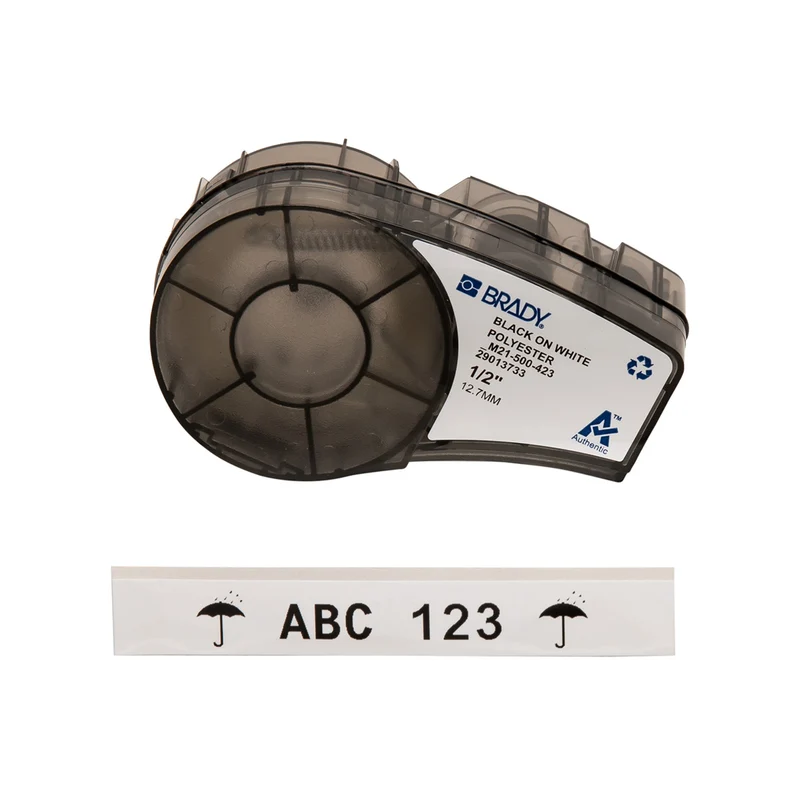 LABEL POLYESTER 0.50"X21' CARTRIDGE BLACK ON WHITE