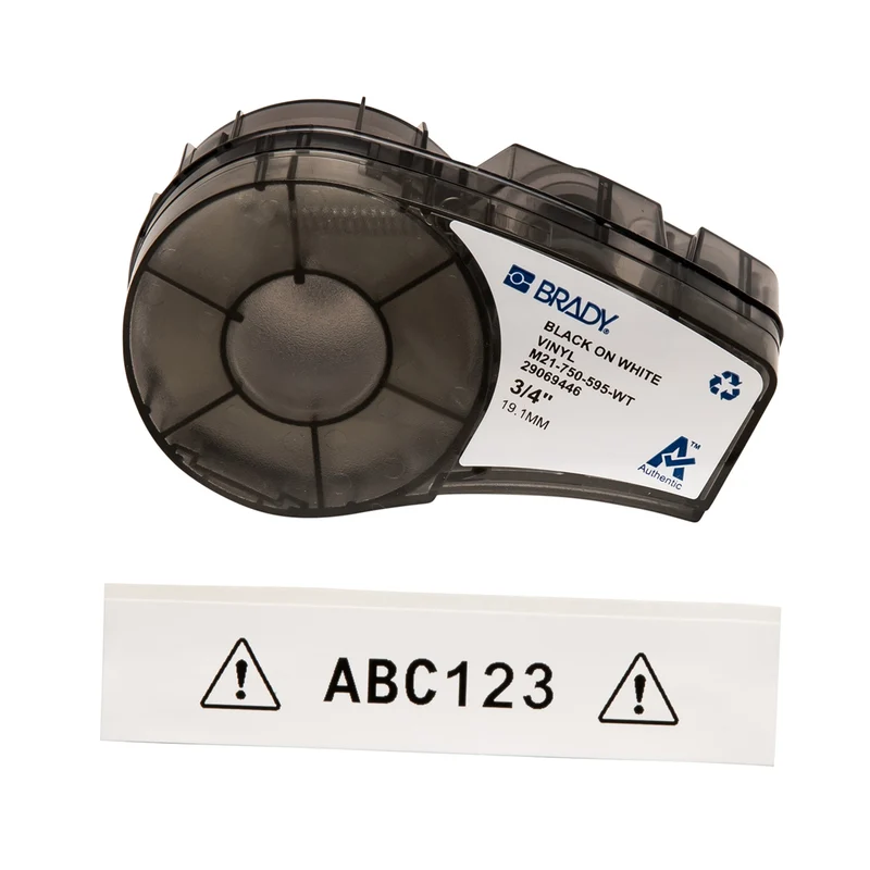 LABEL VINYL 0.75"X21' CARTRIDGE BLACK ON WHITE