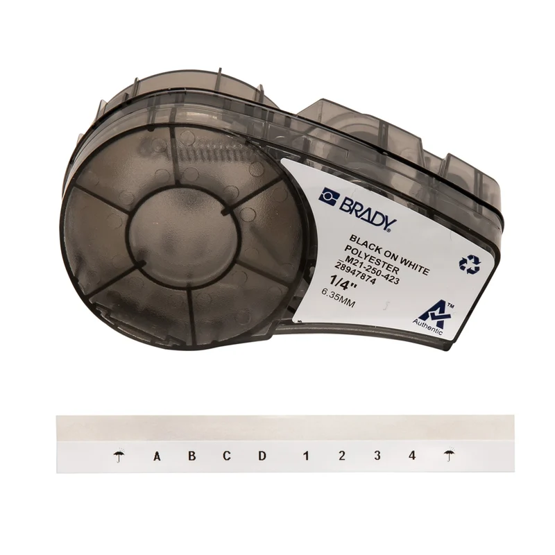 LABEL POLYESTER 0.25"X21' CARTRIDGE BLACK ON WHITE