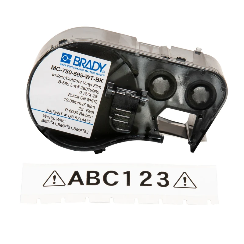 LABEL VINYL 3/4"X25' CARTRIDGE BLACK ON WHITE