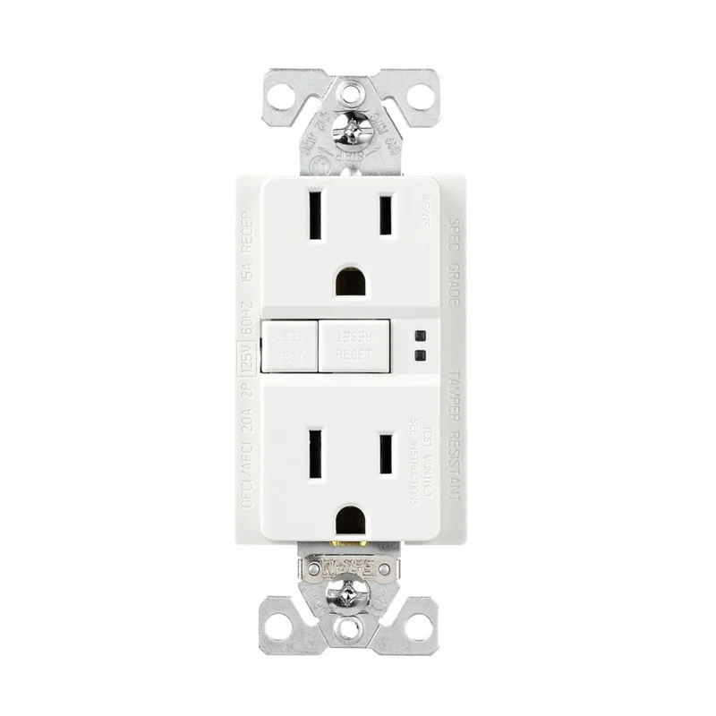 RECEPTACLE DUPLEX AFCI GFI 15A 2P 3W 120V WHITE