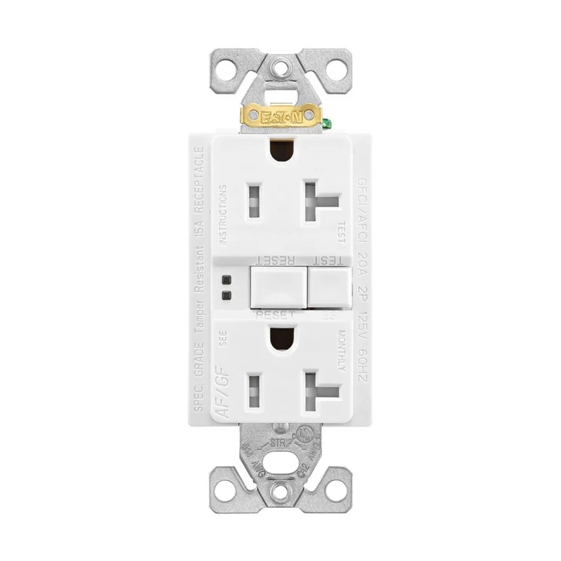 RECEPTACLE DUPLEX AFCI GFI 20A 2P 3W 125V WHITE