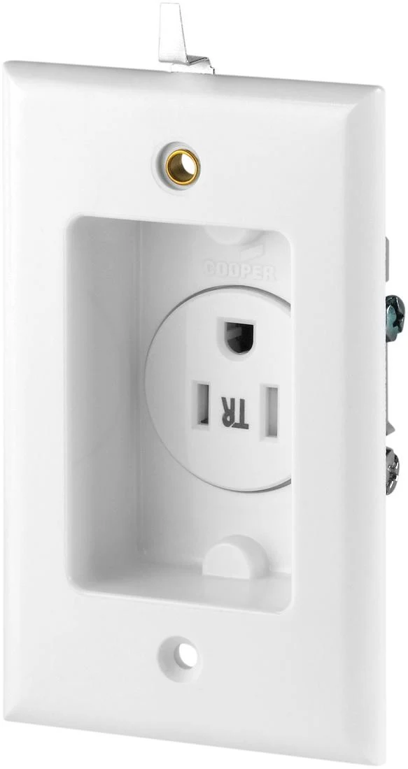 RECEPTACLE SINGLE CLOCK HANGER 15A 2P 3W 125V WHITE