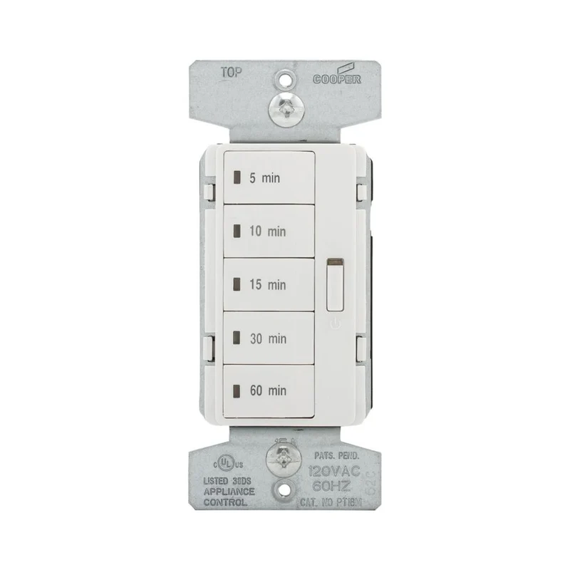 TIMER 5-BUTTON 5/10/15/30/60 MINUTE 15A/120V WHITE