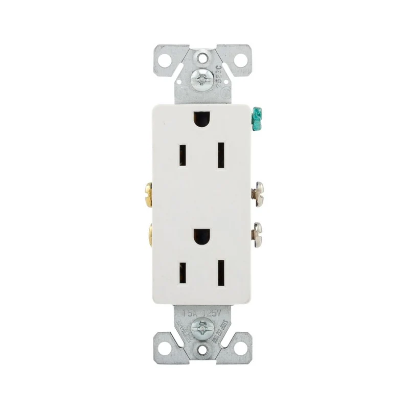 RECEPTACLE DECO DUPLEX 15A 125V 2P 3W WHITE
