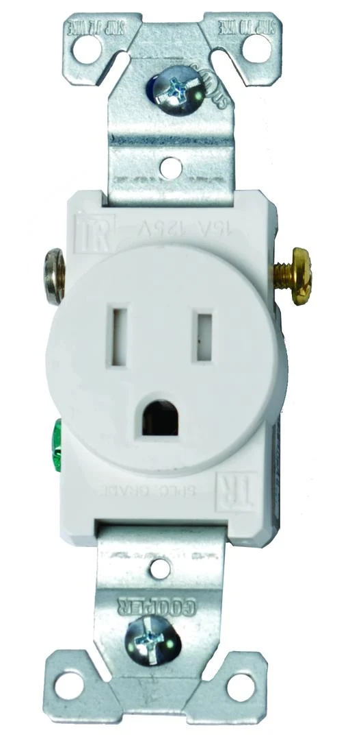 RECEPTACLE SINGLE TAMPER RESISTANT 15A 2P 3W 125V WHITE