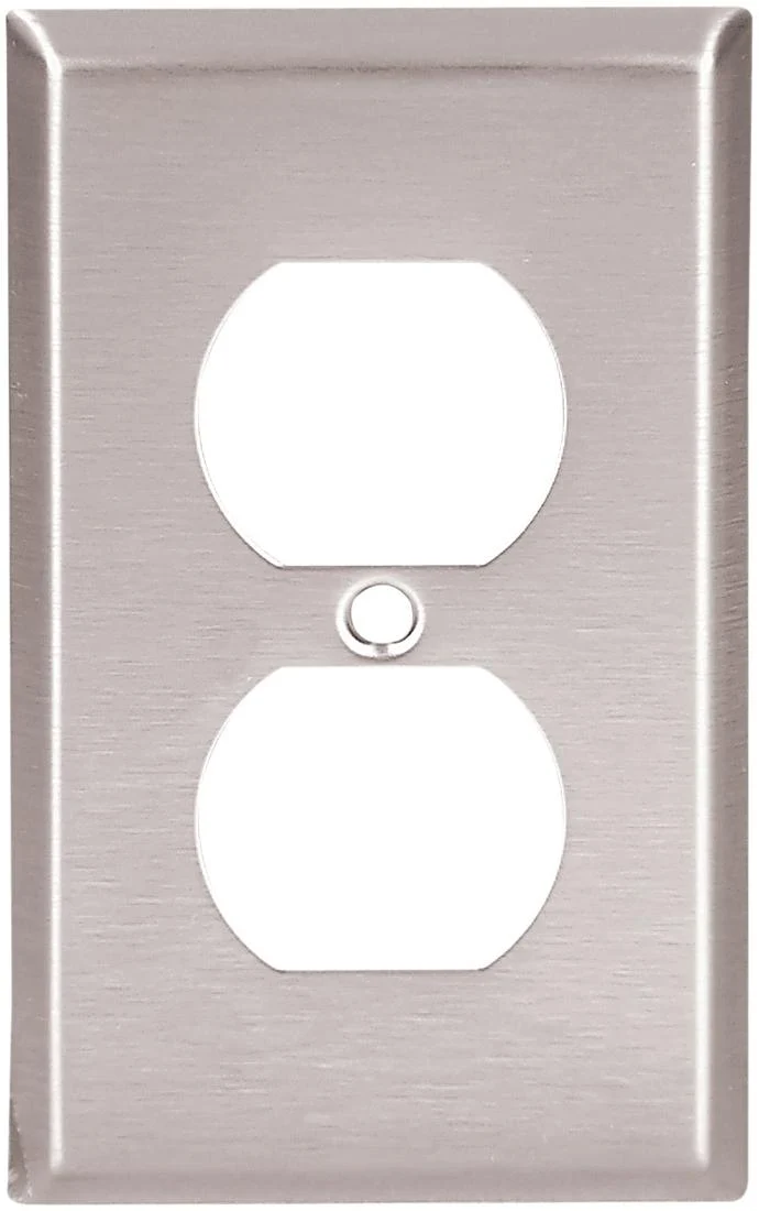WALLPLATE 1G STANDARD DUPLEX RECEPTACLE STAINLESS STEEL