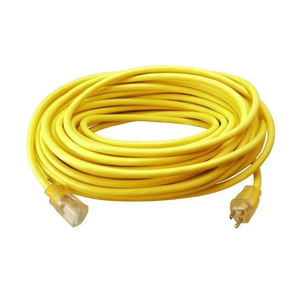 EXTENSION CORD SJTW 12/3 LIGHTED END YELLOW 25'