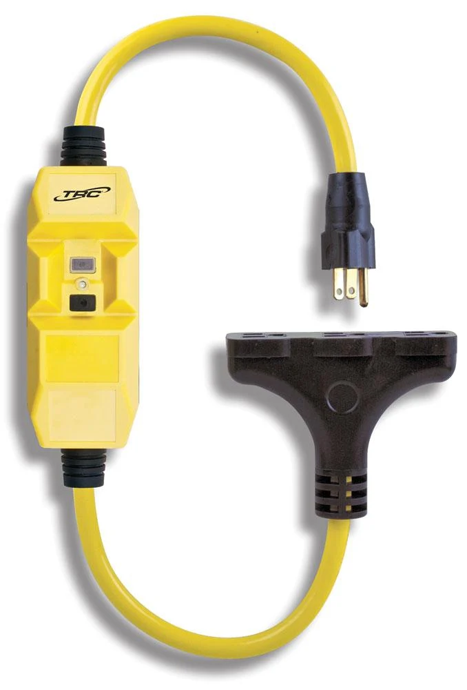 EXTENSION TRI-CORD SET GFCI 15A 120V 2' YELLOW