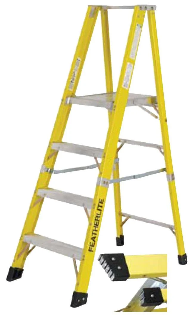 STEP LADDER PLATFORM 8' FIBERGLASS TYPE 1A 300LBS YELLOW