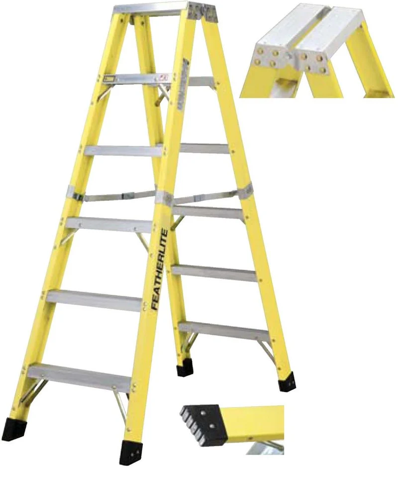 STEP LADDER FIBERGLASS 4' 2 WAY TYPE 1A 300LBS YELLOW